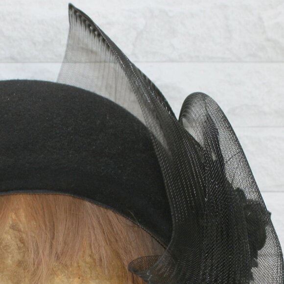 VINTAGE Hat Retro Flapper Costume Headwear Regal Goth Black Side Fascinator - Picture 5 of 15